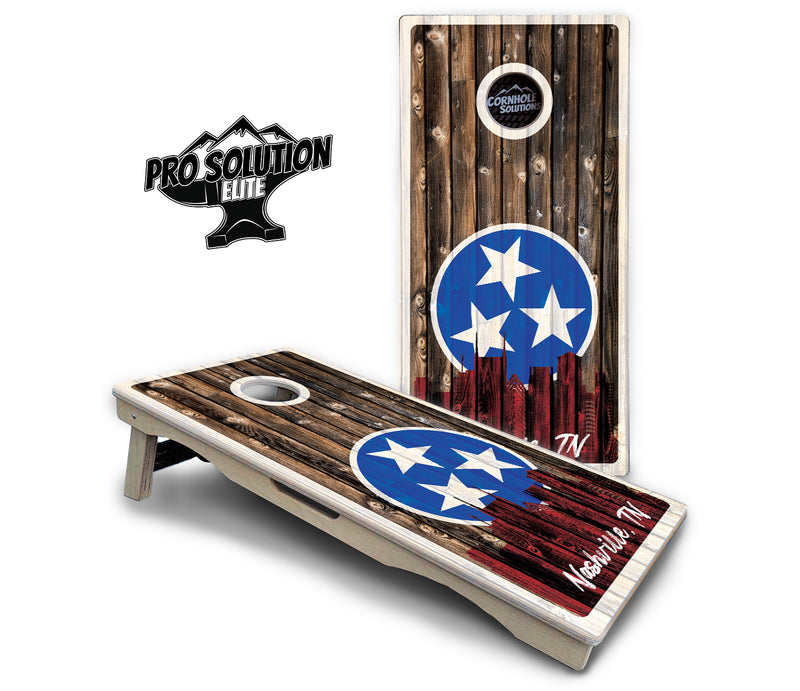 Pro Solution Elite - Nashville Design Options - Professional Tournament Cornhole Boards 3/4" Baltic Birch - Zero Bounce Zero Movement Vertical Interlocking Braces for Extra Weight & Stability +Double Thick Legs +Airmail Blocker