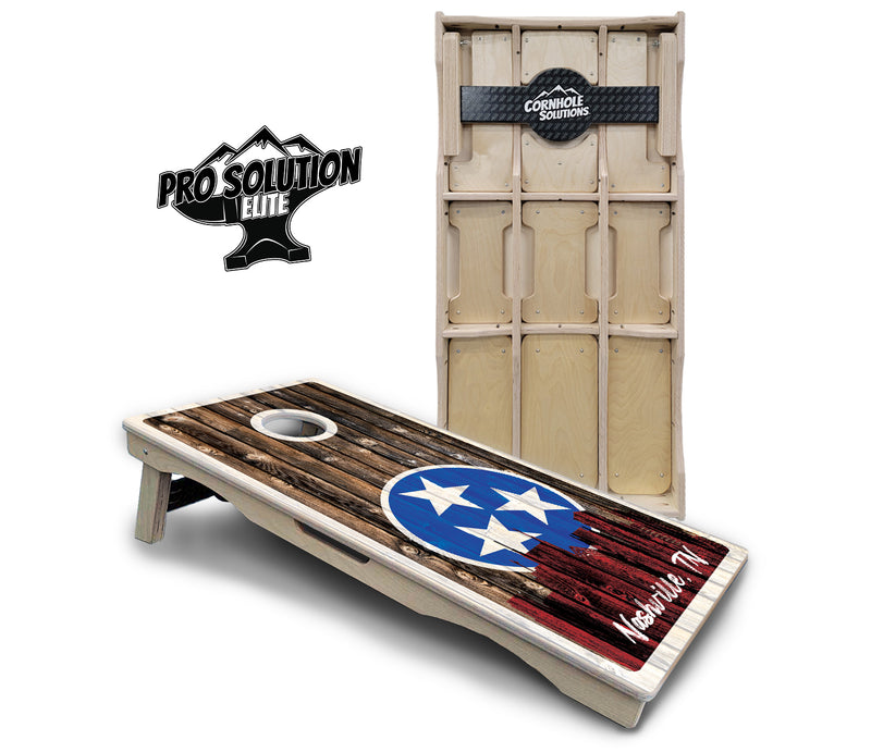 Pro Solution Elite - Nashville Design Options - Professional Tournament Cornhole Boards 3/4" Baltic Birch - Zero Bounce Zero Movement Vertical Interlocking Braces for Extra Weight & Stability +Double Thick Legs +Airmail Blocker