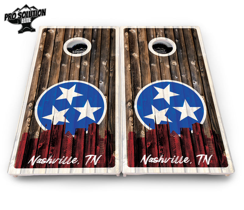 Pro Solution Elite - Nashville Design Options - Professional Tournament Cornhole Boards 3/4" Baltic Birch - Zero Bounce Zero Movement Vertical Interlocking Braces for Extra Weight & Stability +Double Thick Legs +Airmail Blocker