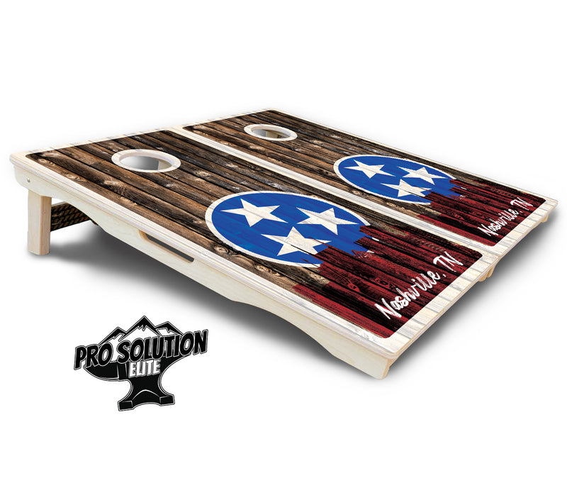 Pro Solution Elite - Nashville Design Options - Professional Tournament Cornhole Boards 3/4" Baltic Birch - Zero Bounce Zero Movement Vertical Interlocking Braces for Extra Weight & Stability +Double Thick Legs +Airmail Blocker