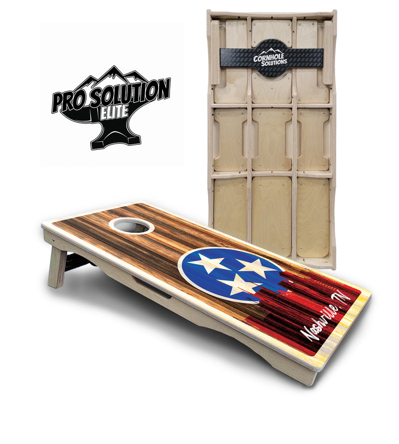 Pro Solution Elite - Nashville Design Options - Professional Tournament Cornhole Boards 3/4" Baltic Birch - Zero Bounce Zero Movement Vertical Interlocking Braces for Extra Weight & Stability +Double Thick Legs +Airmail Blocker