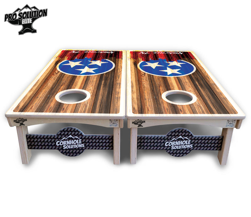 Pro Solution Elite - Nashville Design Options - Professional Tournament Cornhole Boards 3/4" Baltic Birch - Zero Bounce Zero Movement Vertical Interlocking Braces for Extra Weight & Stability +Double Thick Legs +Airmail Blocker