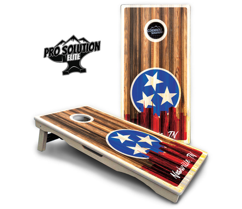 Pro Solution Elite - Nashville Design Options - Professional Tournament Cornhole Boards 3/4" Baltic Birch - Zero Bounce Zero Movement Vertical Interlocking Braces for Extra Weight & Stability +Double Thick Legs +Airmail Blocker