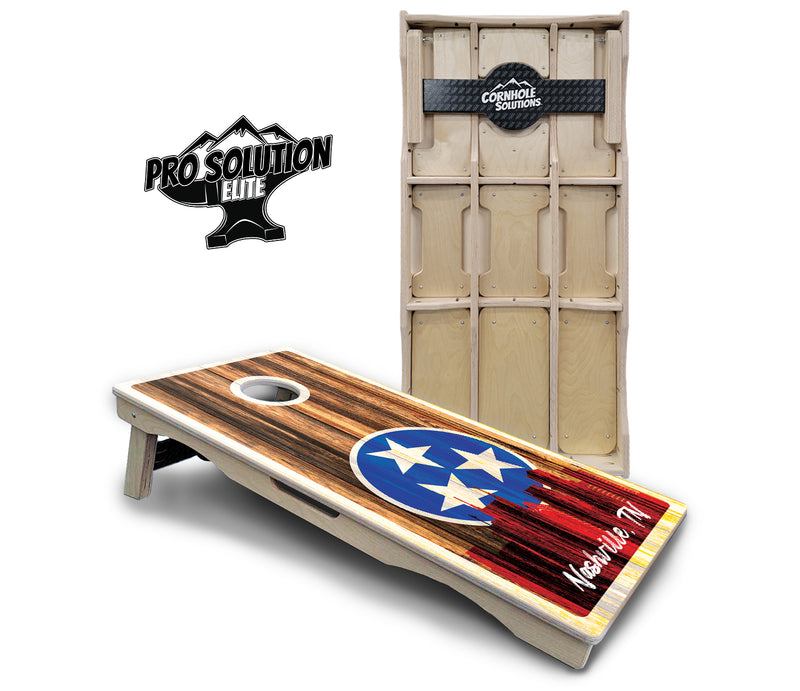 Pro Solution Elite - Nashville Design Options - Professional Tournament Cornhole Boards 3/4" Baltic Birch - Zero Bounce Zero Movement Vertical Interlocking Braces for Extra Weight & Stability +Double Thick Legs +Airmail Blocker