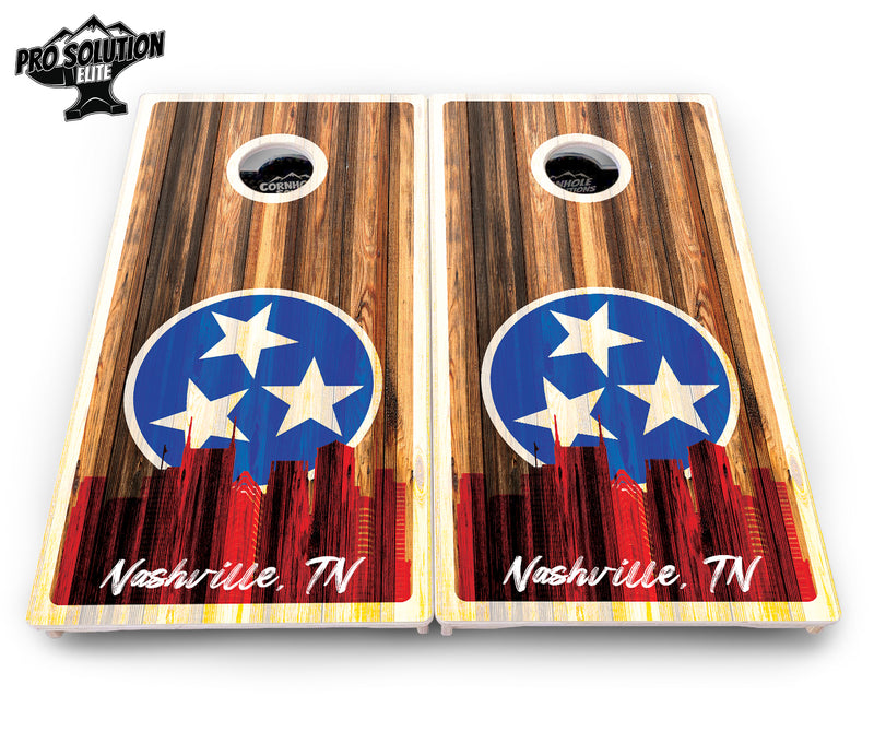 Pro Solution Elite - Nashville Design Options - Professional Tournament Cornhole Boards 3/4" Baltic Birch - Zero Bounce Zero Movement Vertical Interlocking Braces for Extra Weight & Stability +Double Thick Legs +Airmail Blocker