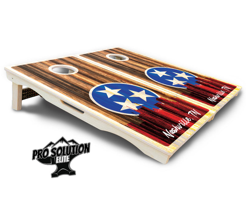 Pro Solution Elite - Nashville Design Options - Professional Tournament Cornhole Boards 3/4" Baltic Birch - Zero Bounce Zero Movement Vertical Interlocking Braces for Extra Weight & Stability +Double Thick Legs +Airmail Blocker