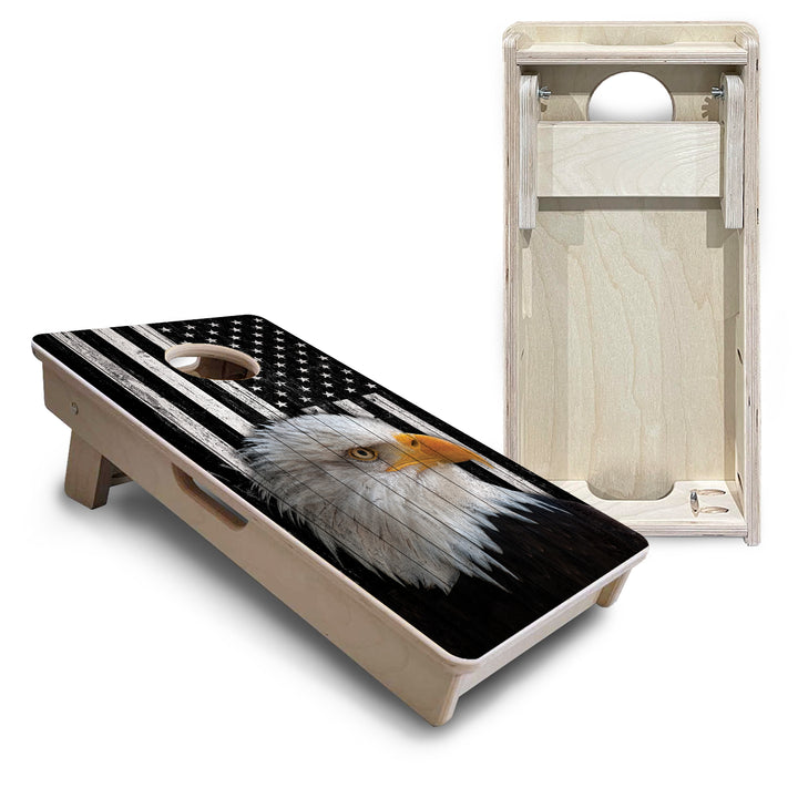 Mini Cornhole Boards - B&W Eagle Flag