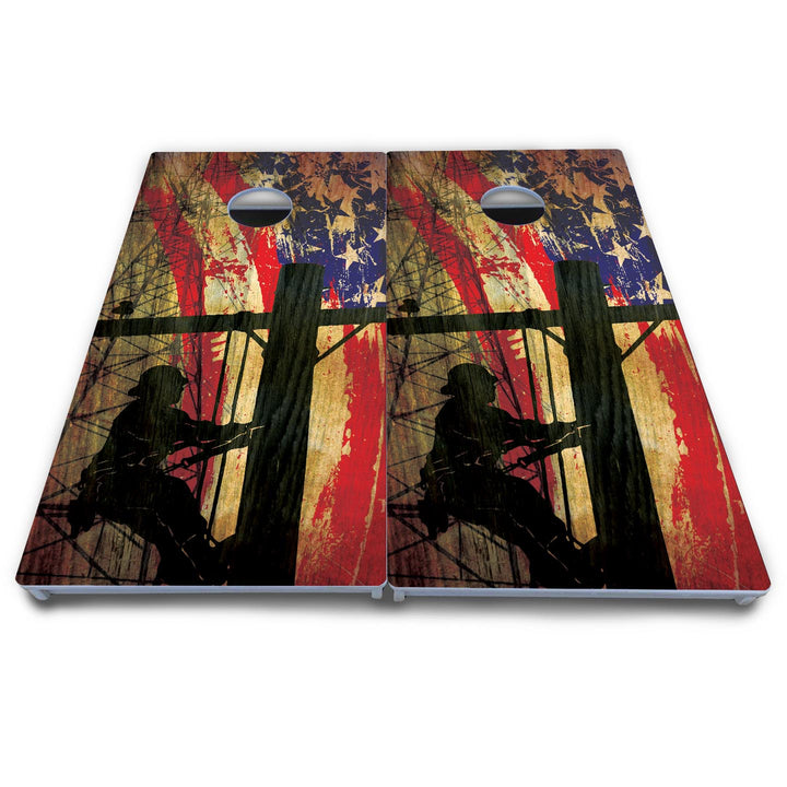 Faded Lineman Cornhole Boards - All Weather Series