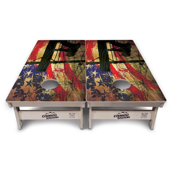 Faded Lineman Flag Cornhole Boards – Tournament Series