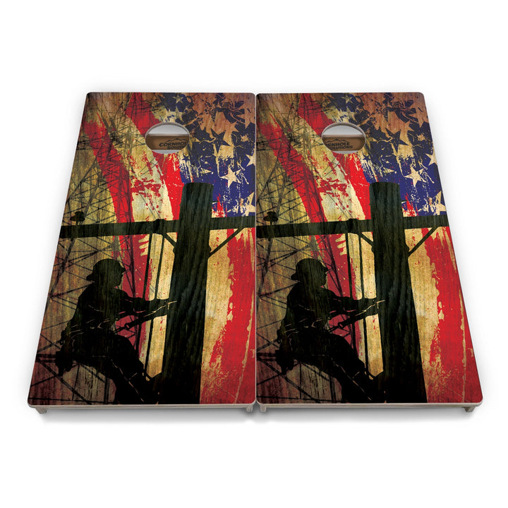 Faded Lineman Flag Cornhole Boards – Tournament Series