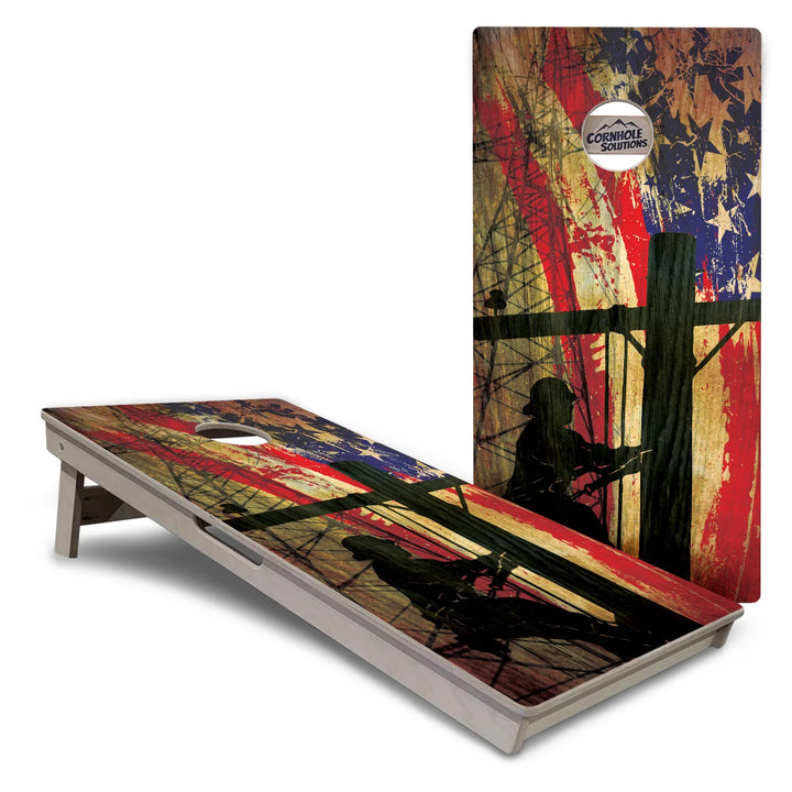 Faded Lineman Flag Cornhole Boards – Tournament Series