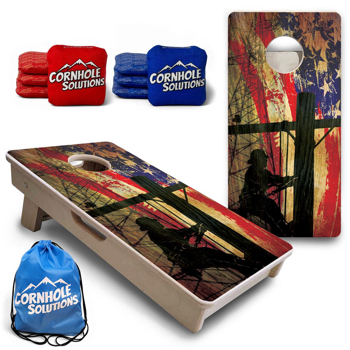 Faded Lineman Flag - Mini or Vacation Size Cornhole Boards