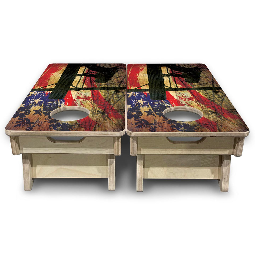 Faded Lineman Flag - Mini or Vacation Size Cornhole Boards