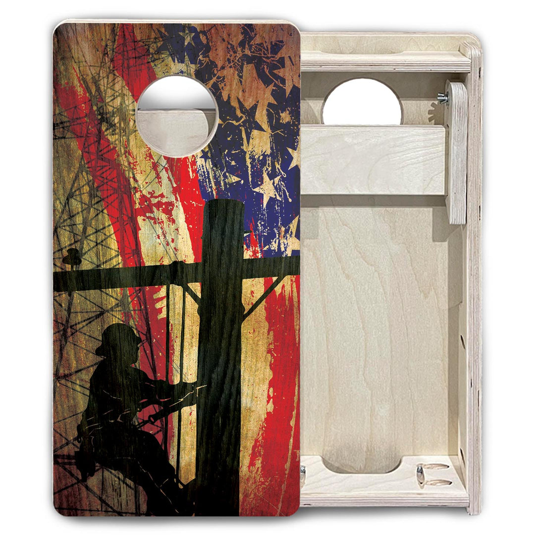Faded Lineman Flag - Mini or Vacation Size Cornhole Boards