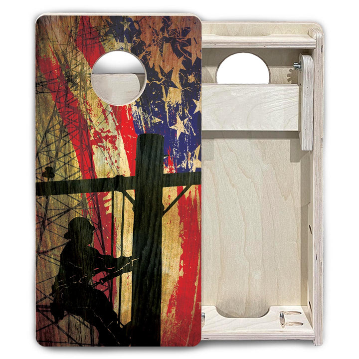 Faded Lineman Flag - Mini or Vacation Size Cornhole Boards