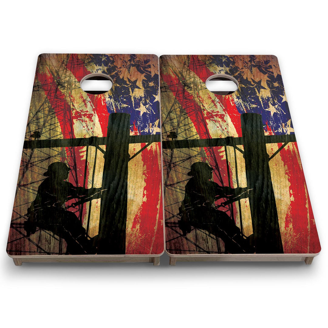 Faded Lineman Flag - Mini or Vacation Size Cornhole Boards