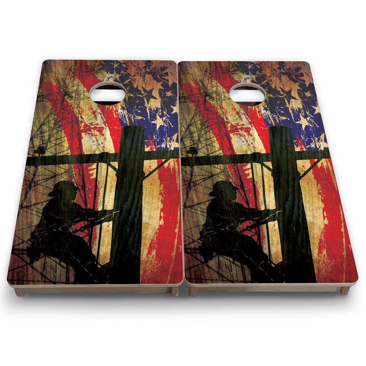 Faded Lineman Flag - Mini or Vacation Size Cornhole Boards