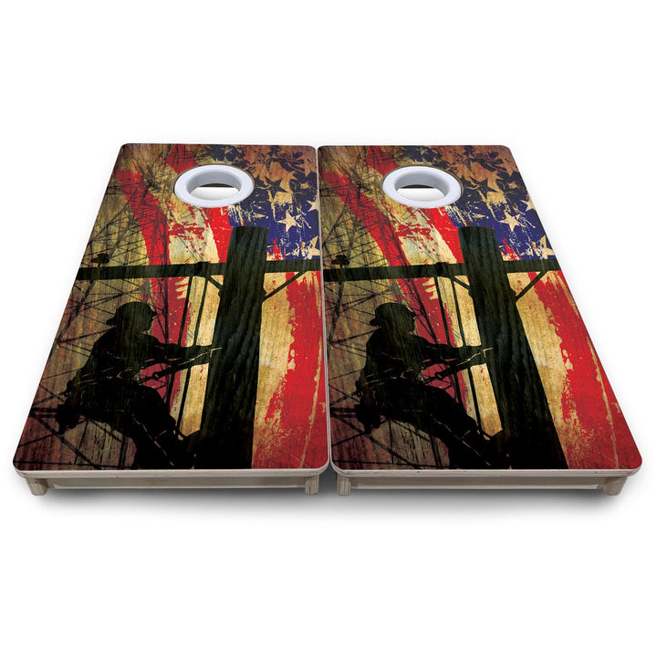 Faded Lineman Flag - Mini or Vacation Size Cornhole Boards