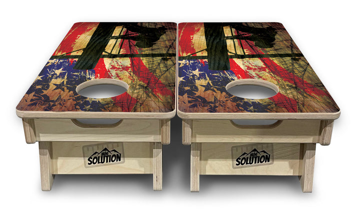 Mini Cornhole Boards - Faded Lineman Flag