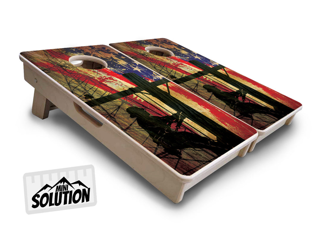 Mini Cornhole Boards - Faded Lineman Flag