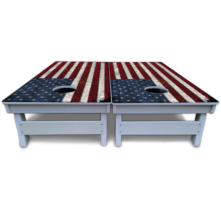 Rustic USA Flag Cornhole Boards - All Weather Series
