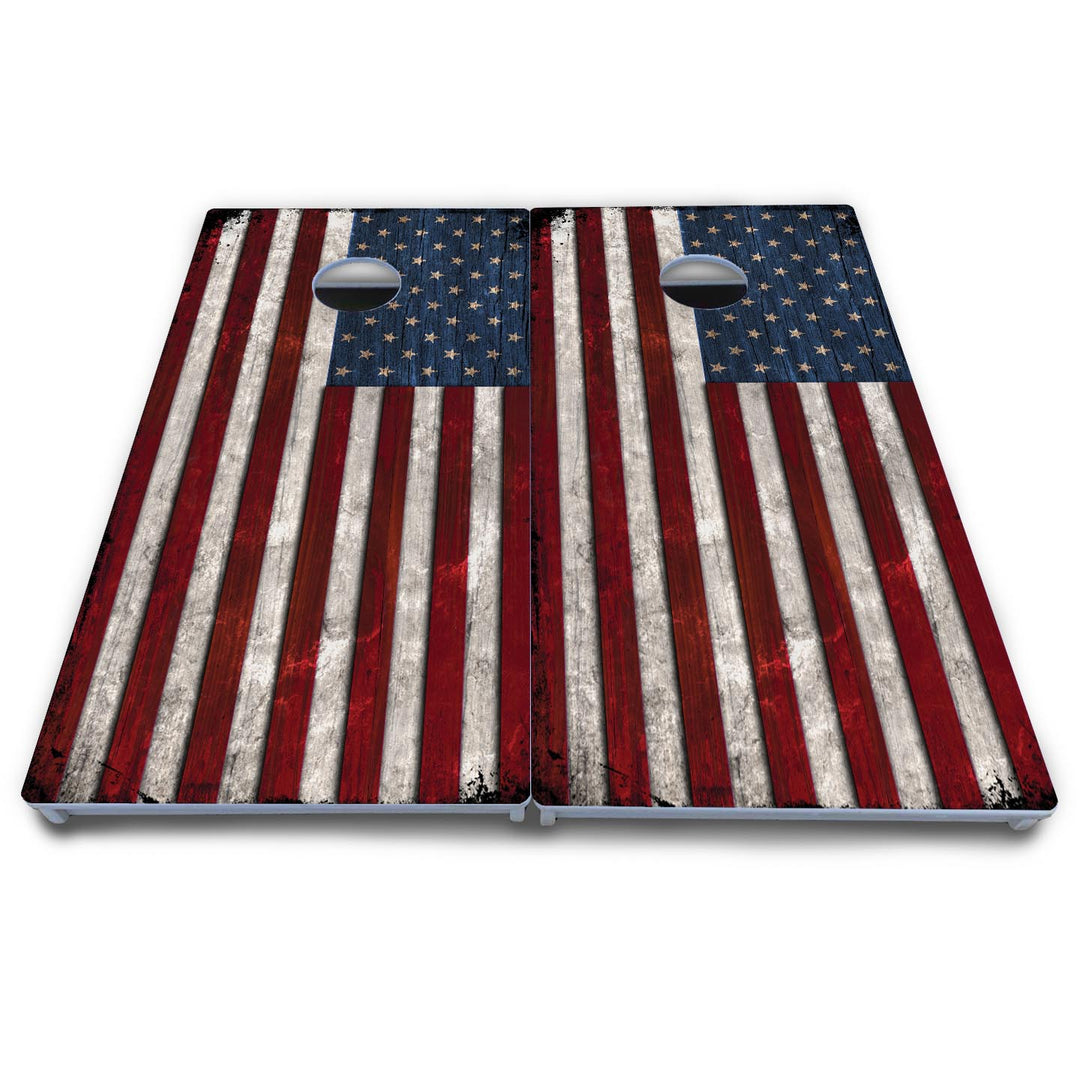 Rustic USA Flag Cornhole Boards - All Weather Series
