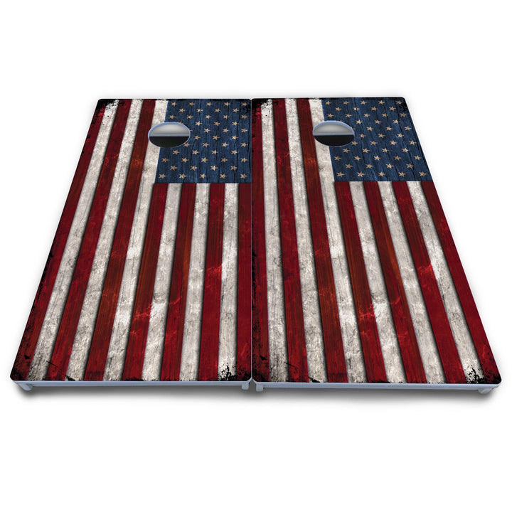 Rustic USA Flag Cornhole Boards - All Weather Series