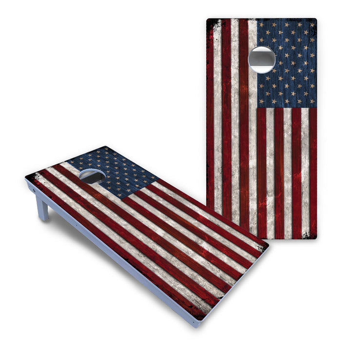 Rustic USA Flag Cornhole Boards - All Weather Series