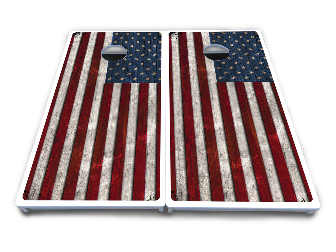 Rustic USA Flag Cornhole Boards - All Weather Series