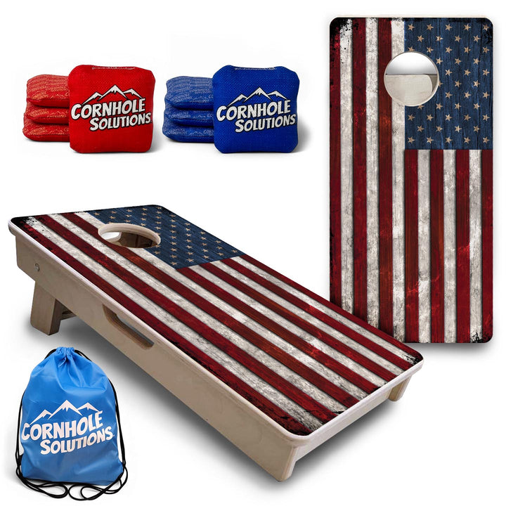 Rustic USA Flag - Mini or Vacation Size Cornhole Boards