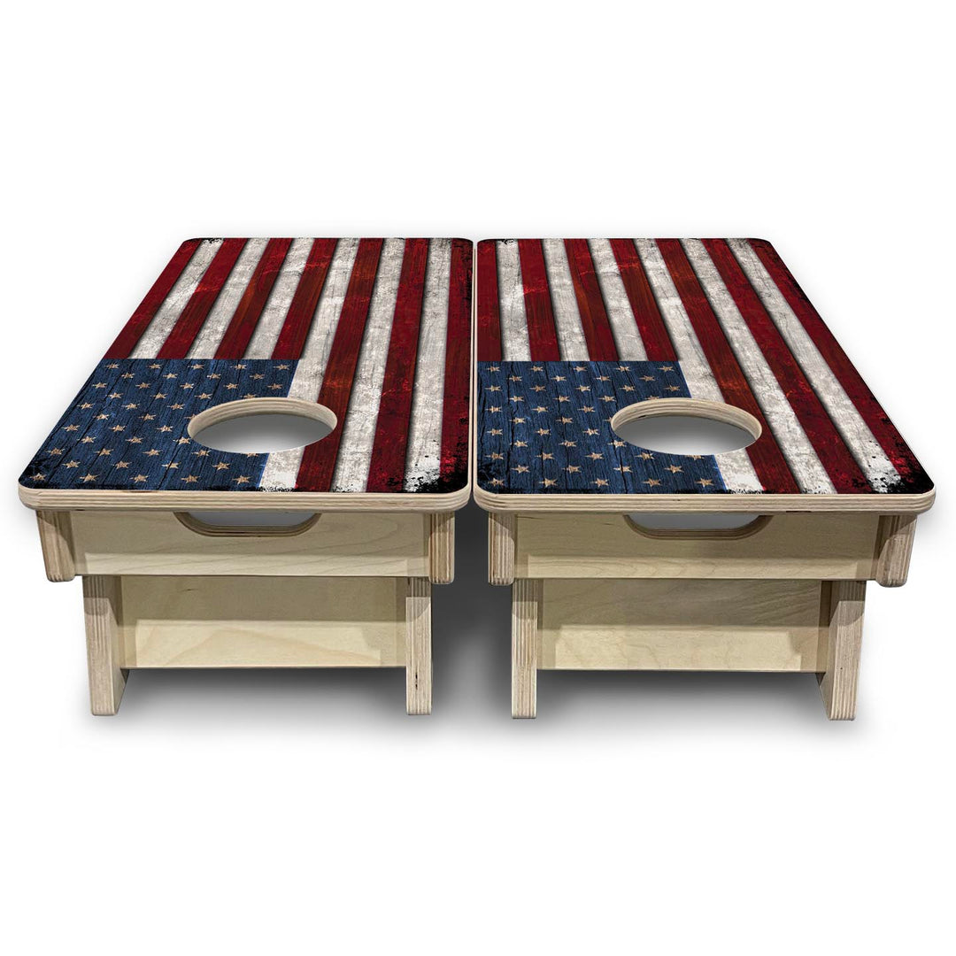 Rustic USA Flag - Mini or Vacation Size Cornhole Boards
