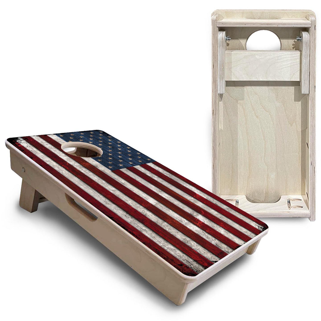Rustic USA Flag - Mini or Vacation Size Cornhole Boards