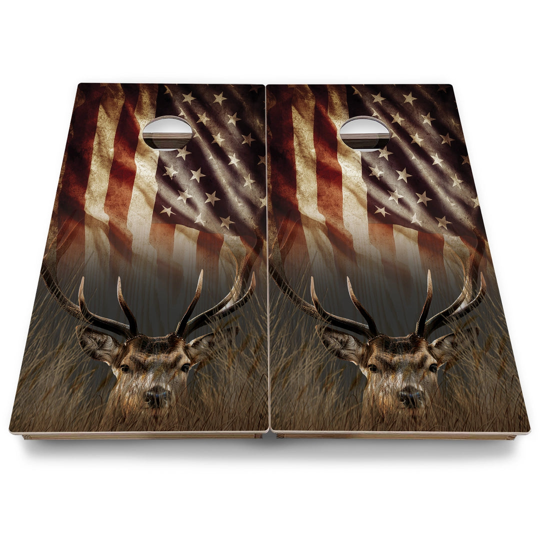 Hidden Deer & Fish Cornhole Boards - Backyard Series