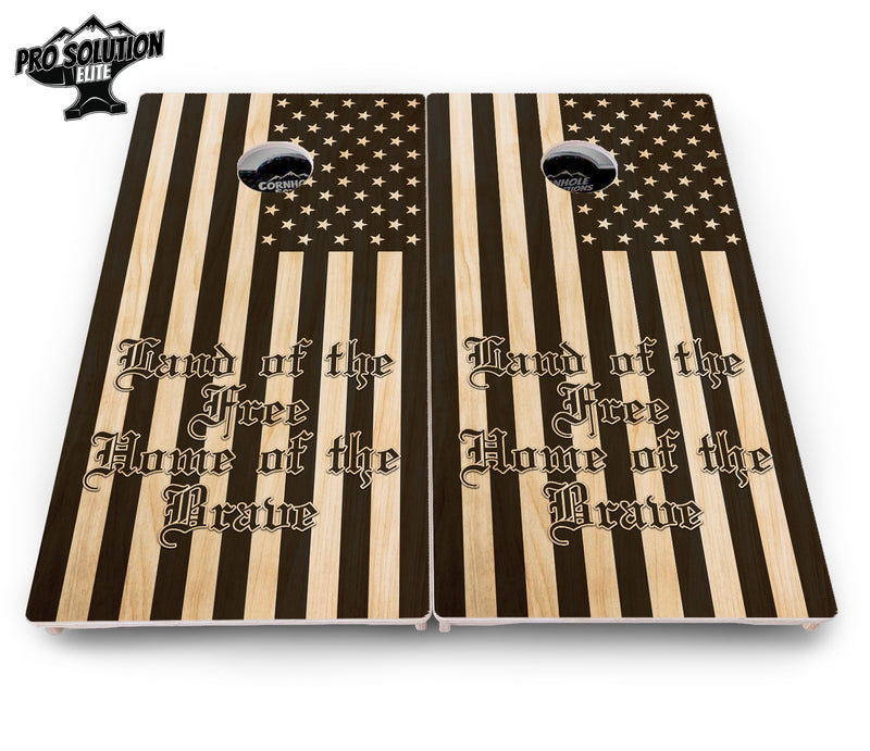 Pro Solution Elite - Land of the Free Design Options - Professional Tournament Cornhole Boards 3/4" Baltic Birch - Zero Bounce Zero Movement Vertical Interlocking Braces for Extra Weight & Stability +Double Thick Legs +Airmail Blocker