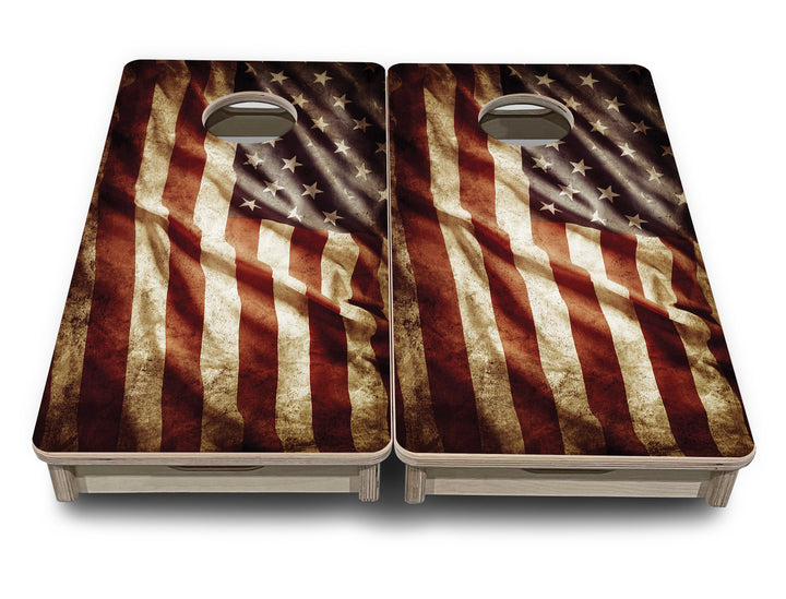 Rustic Wavy Flag - Mini or Vacation Size Cornhole Boards