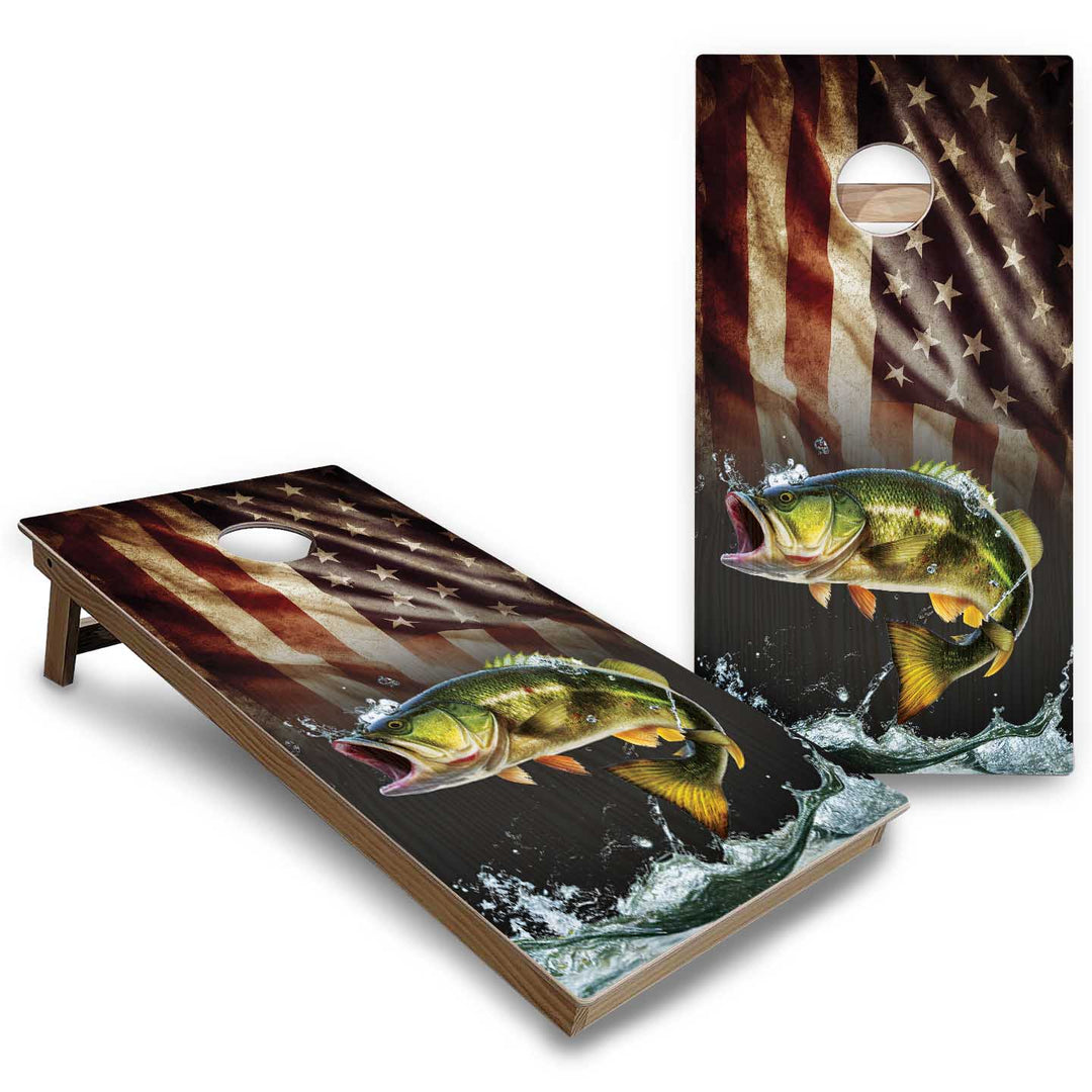 Hidden Deer & Fish Cornhole Boards - Backyard Series