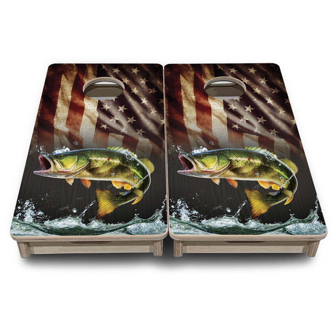 Rustic Wavy Fish Flag - Mini or Vacation Size Cornhole Boards