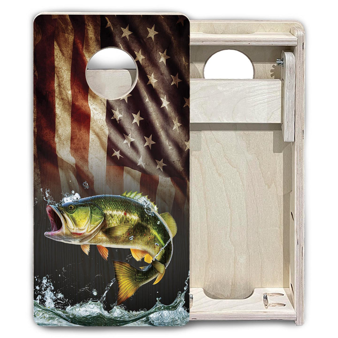 Rustic Wavy Fish Flag - Mini or Vacation Size Cornhole Boards