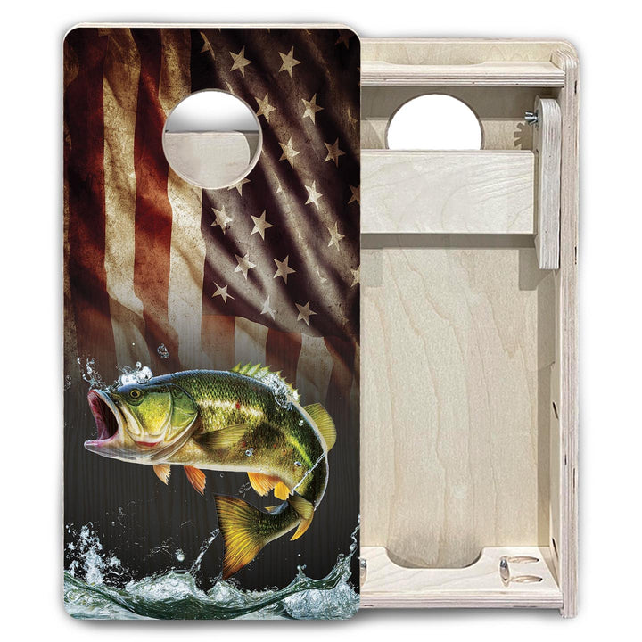 Rustic Wavy Fish Flag - Mini or Vacation Size Cornhole Boards