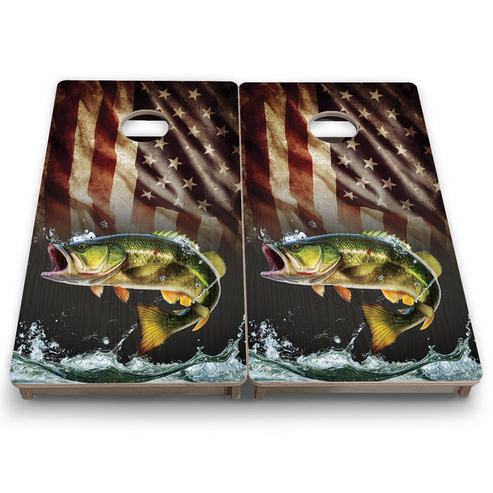Rustic Wavy Fish Flag - Mini or Vacation Size Cornhole Boards