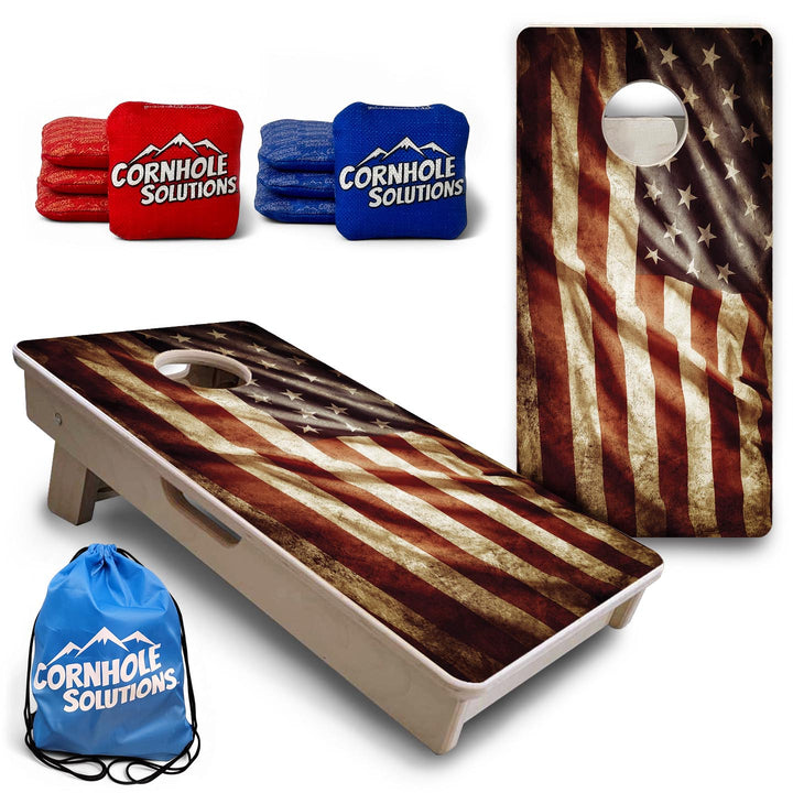 Rustic Wavy Flag - Mini or Vacation Size Cornhole Boards