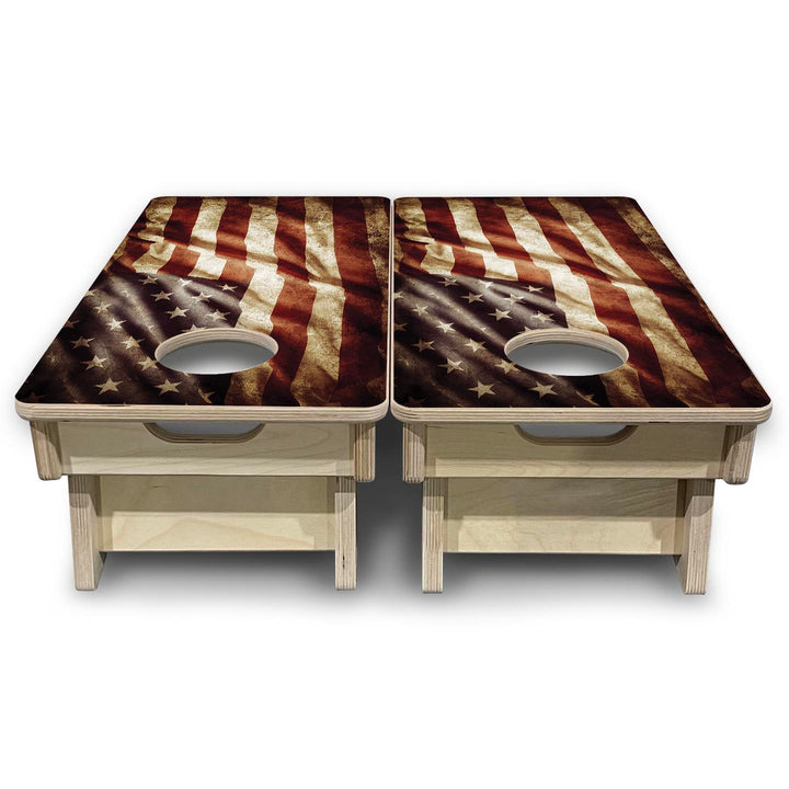 Rustic Wavy Flag - Mini or Vacation Size Cornhole Boards