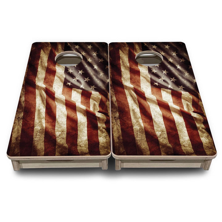 Rustic Wavy Flag - Mini or Vacation Size Cornhole Boards