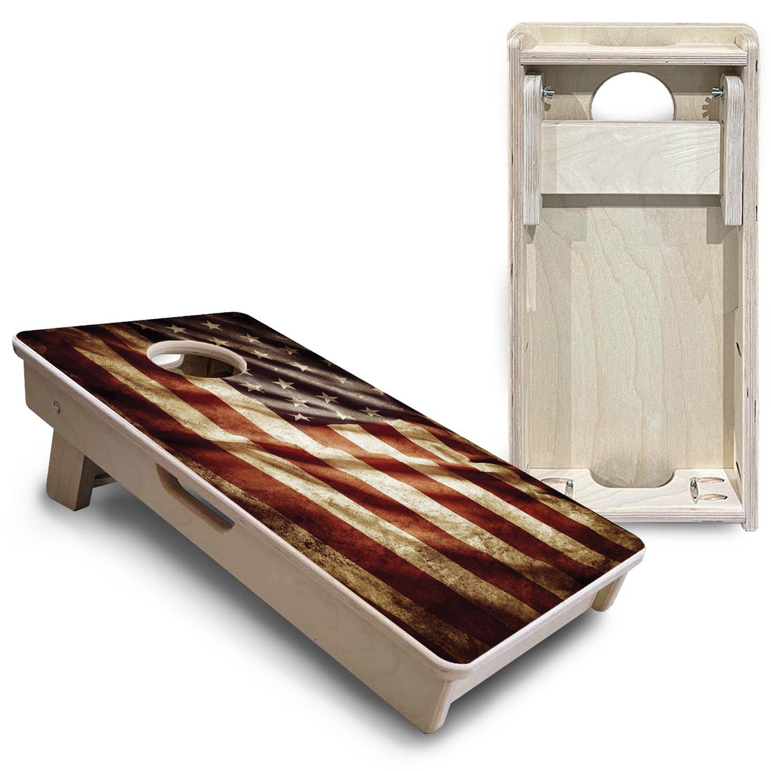 Rustic Wavy Flag - Mini or Vacation Size Cornhole Boards