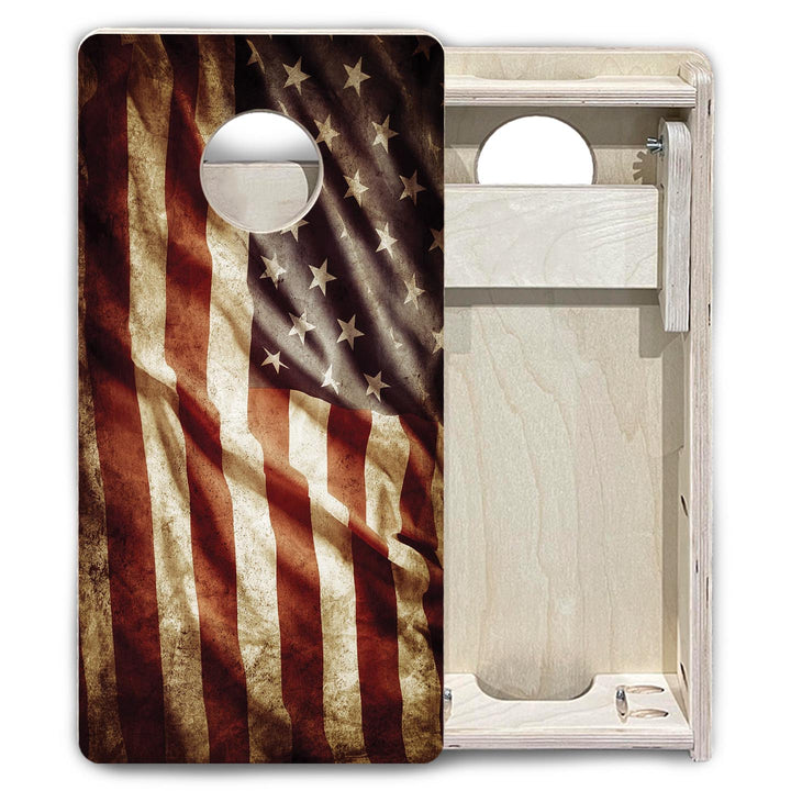Rustic Wavy Flag - Mini or Vacation Size Cornhole Boards
