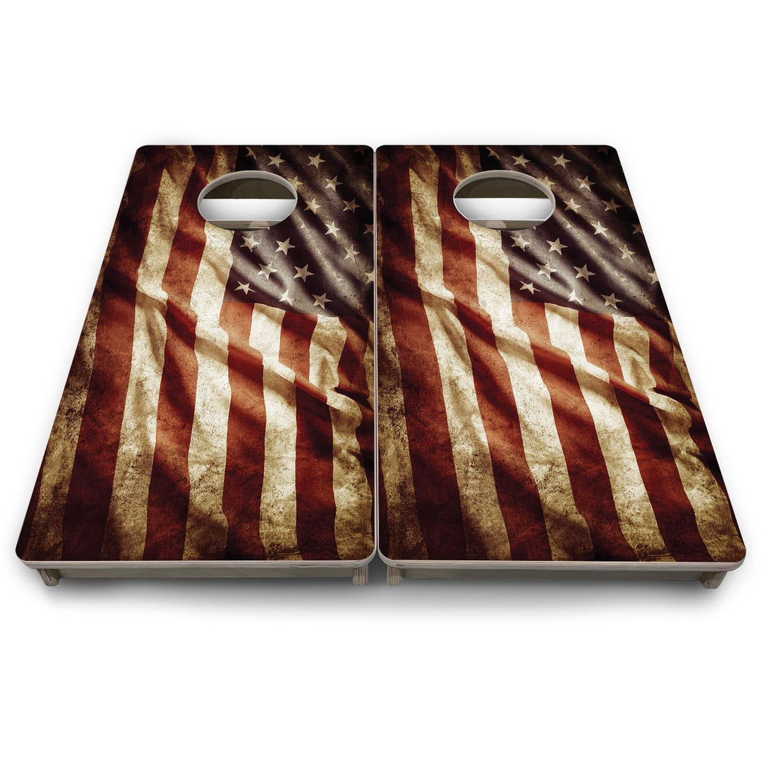 Rustic Wavy Flag - Mini or Vacation Size Cornhole Boards
