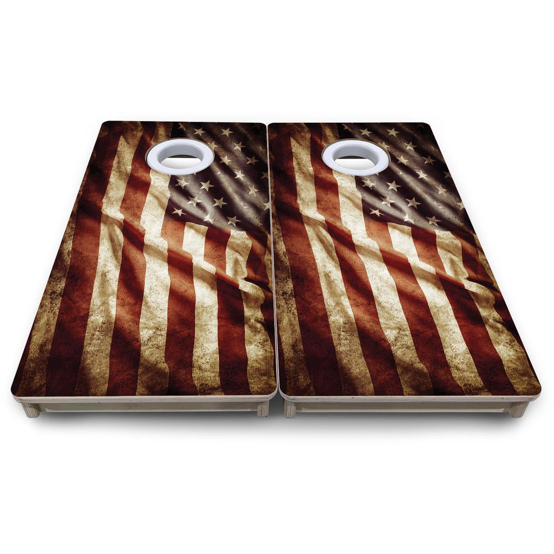 Rustic Wavy Flag - Mini or Vacation Size Cornhole Boards