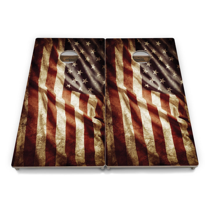 Rustic & Wavy Flag Collection Cornhole Boards – Tournament Series