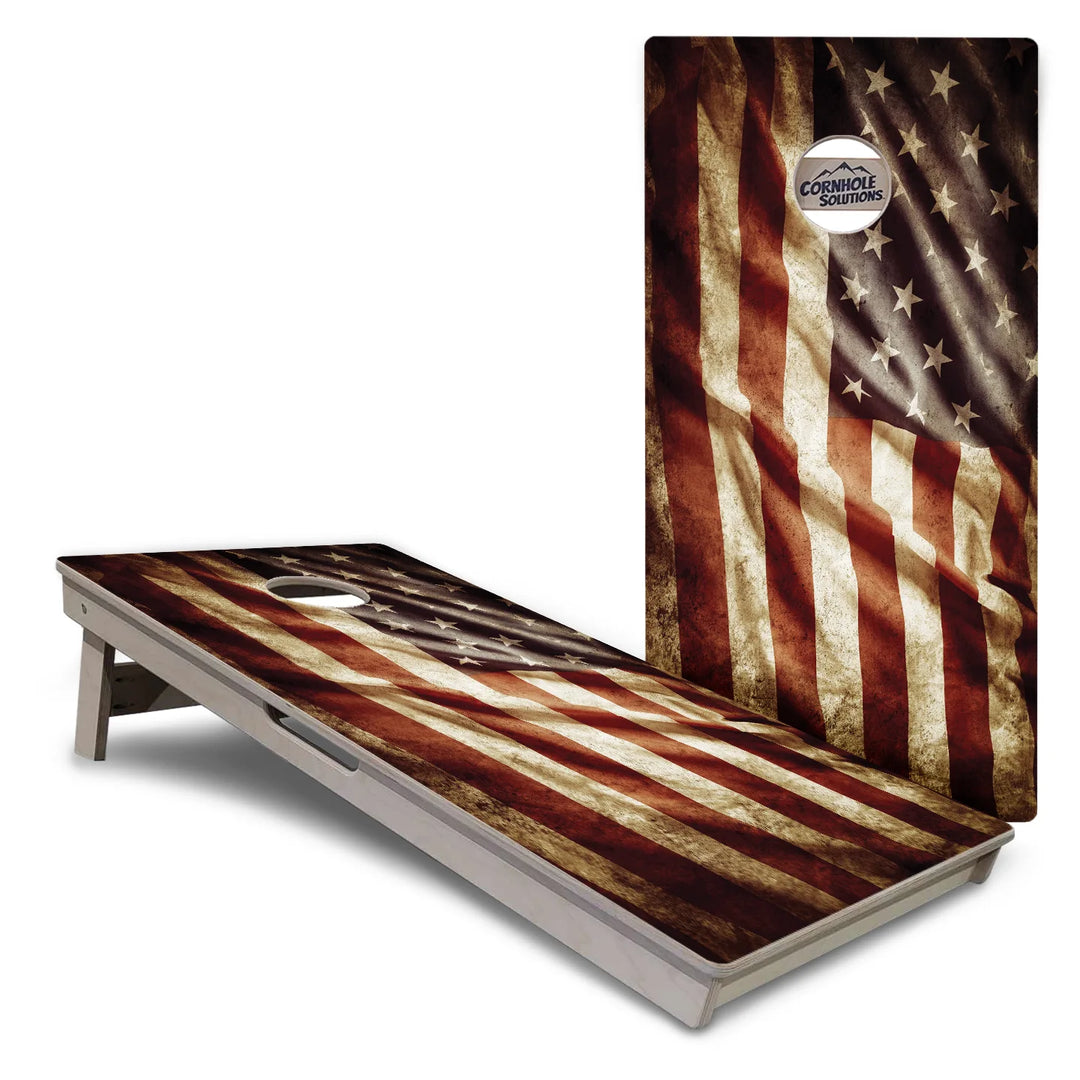 Rustic & Wavy Flag Collection Cornhole Boards – Tournament Series
