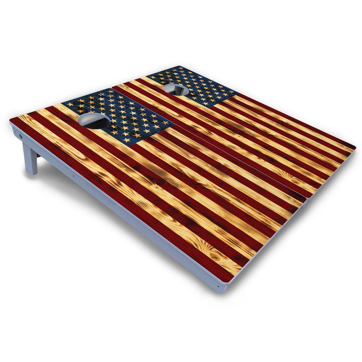 Burnt Colorful Rustic Flag Cornhole Boards - All Weather Series